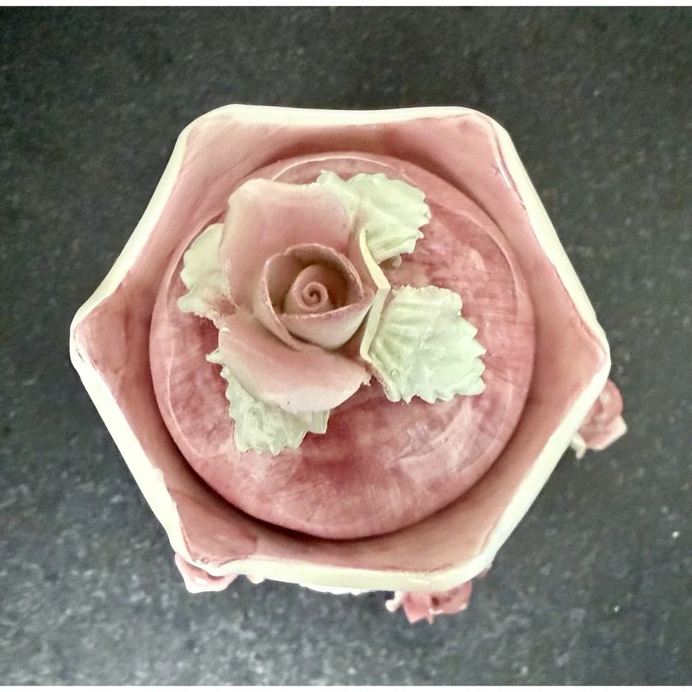 Vintage Capodimonte Style Porcelain Tea Set Teapot Creamer Sugar Roses